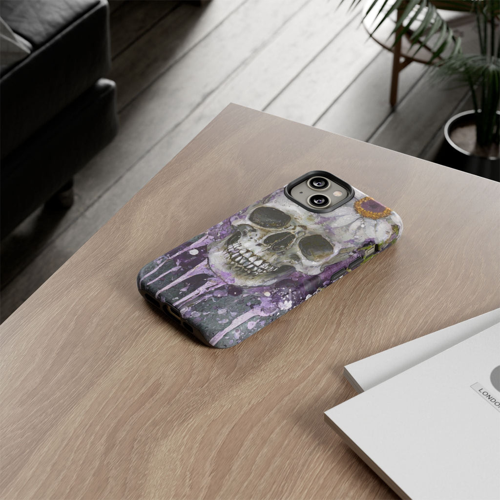 Plum Skull and Daisy Tough Phone Case