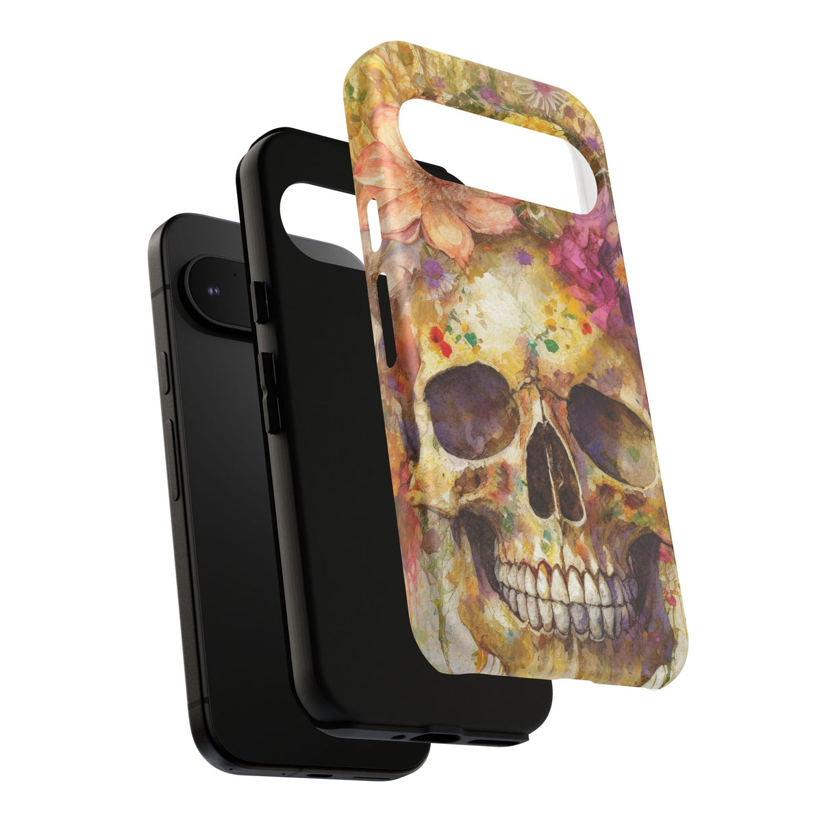 Unique Floral Skull Tough Phone Case