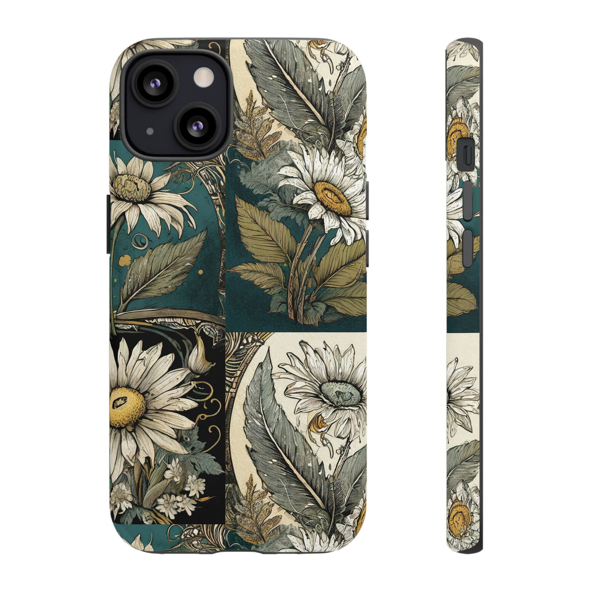 Abstract Teal Daisy Tough Phone Case