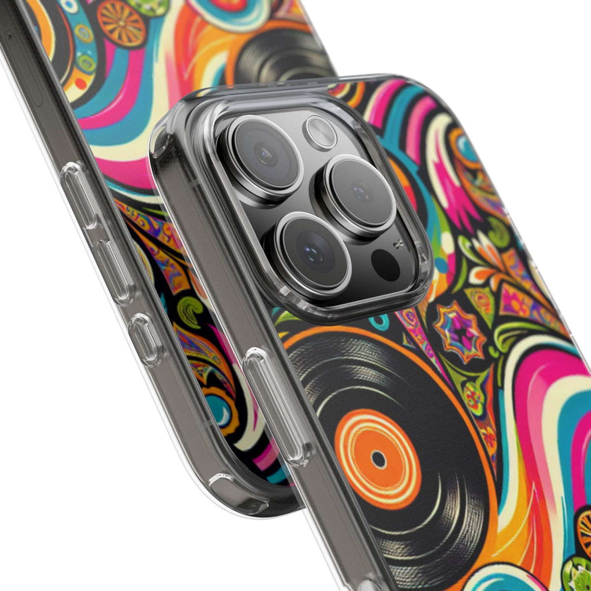 Colorful Vinyl Record Clear Phone Case