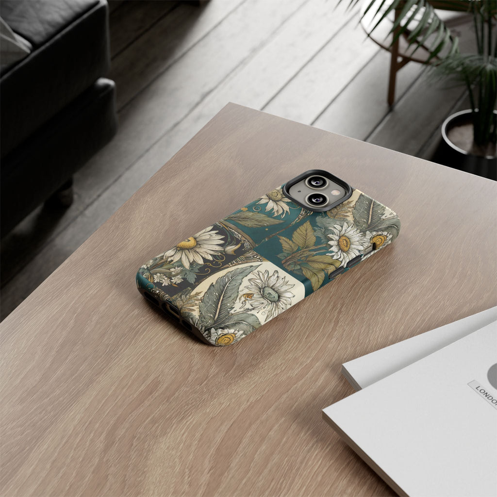 Abstract Teal Daisy Tough Phone Case