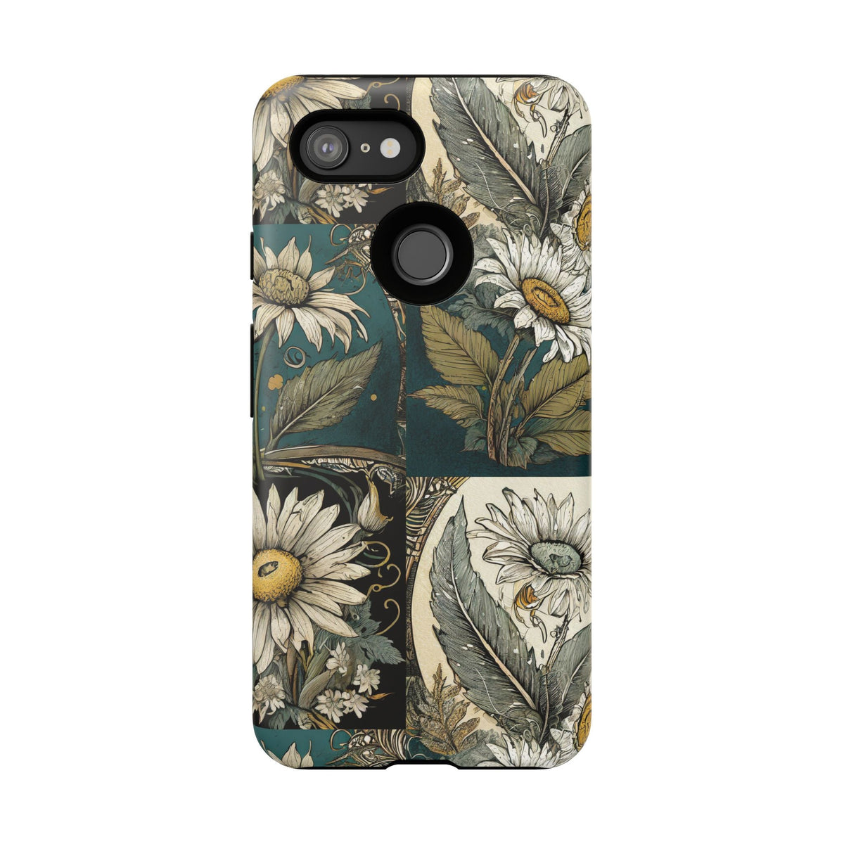 Abstract Teal Daisy Tough Phone Case