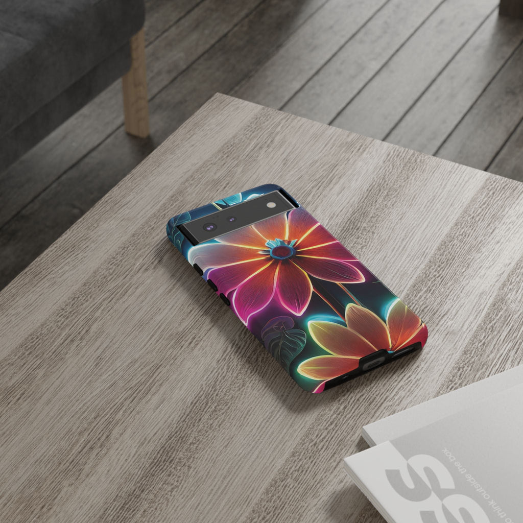 Vibrant Neon Flowers Tough Phone Case