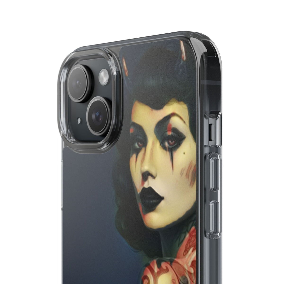Gothic Devilish Tattooed Beauty Clear Phone Case