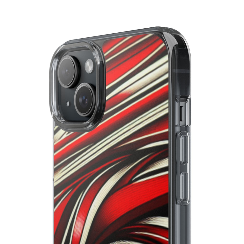 Red & White Swirl Abstract Clear Phone Case