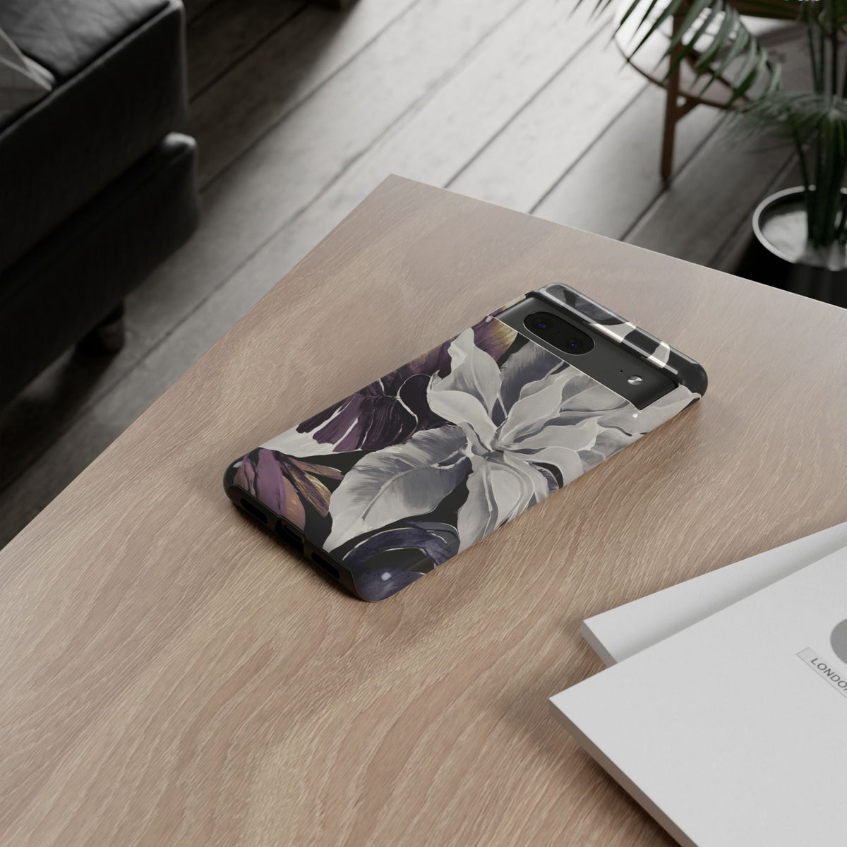 White & Plum Floral Tough Phone Case