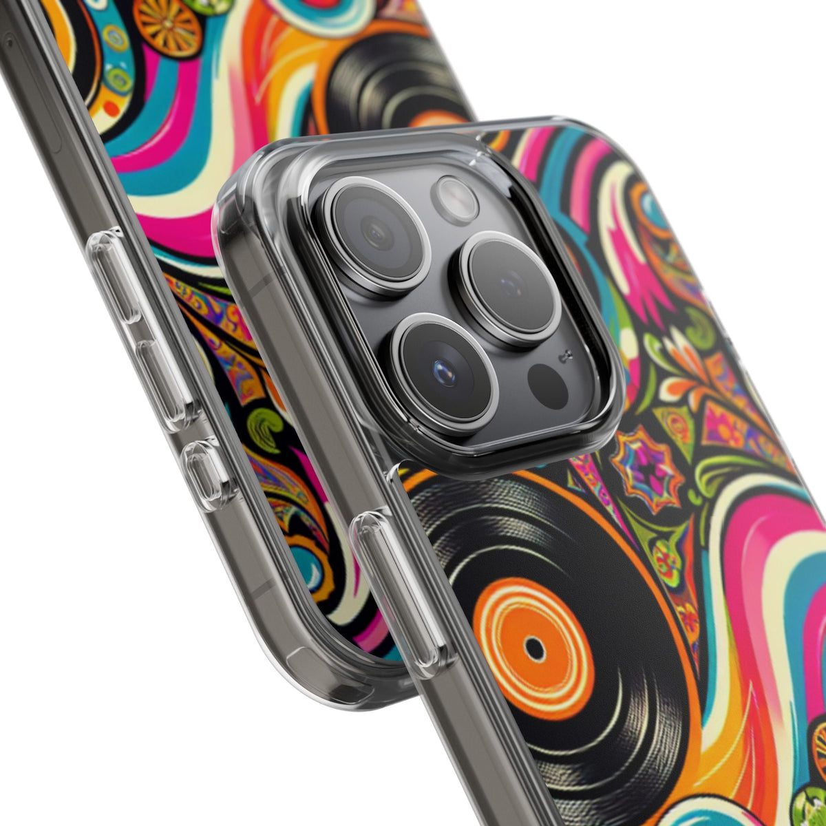 Colorful Vinyl Record Clear Phone Case