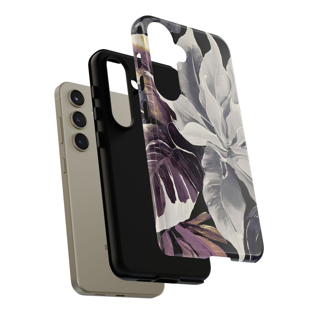 White & Plum Floral Tough Phone Case