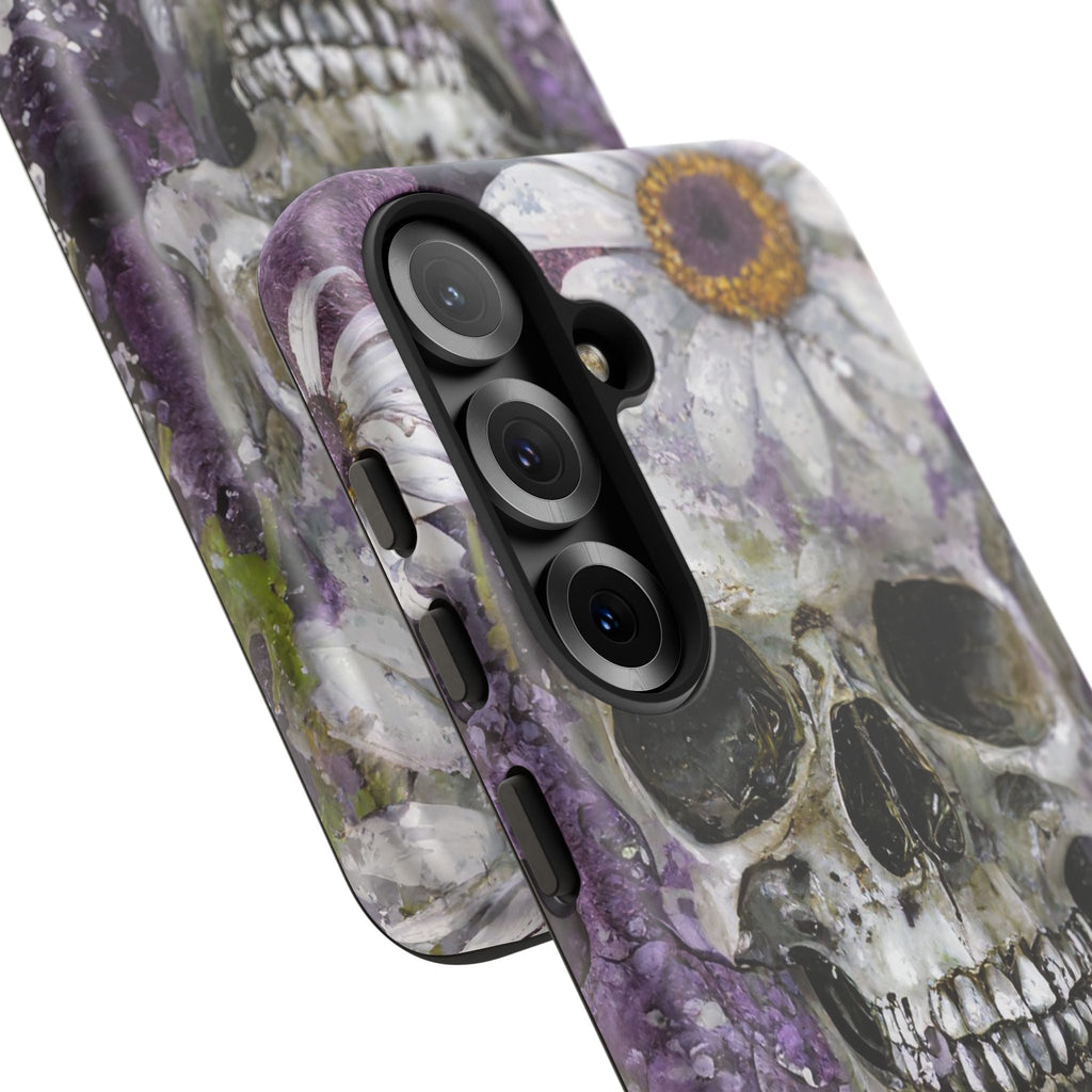 Plum Skull and Daisy Tough Phone Case