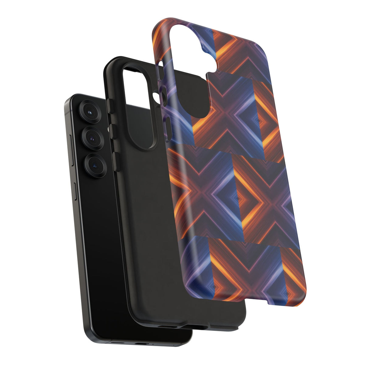 Stylish Tough Phone Case With Blue & Orange Abstract Design