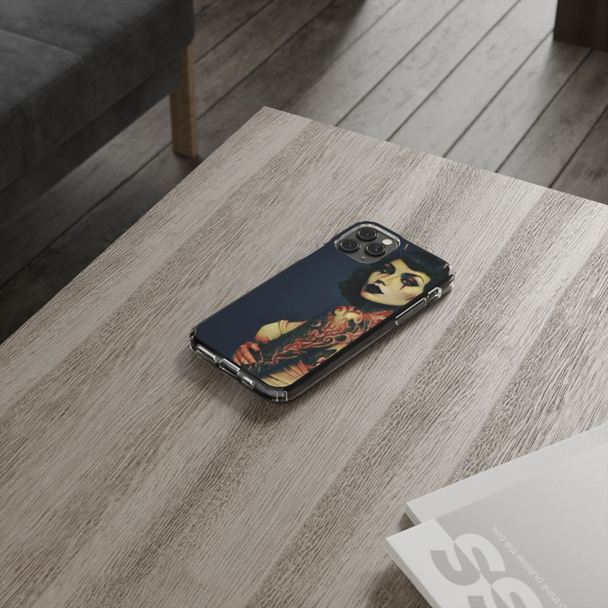 Gothic Devilish Tattooed Beauty Clear Phone Case