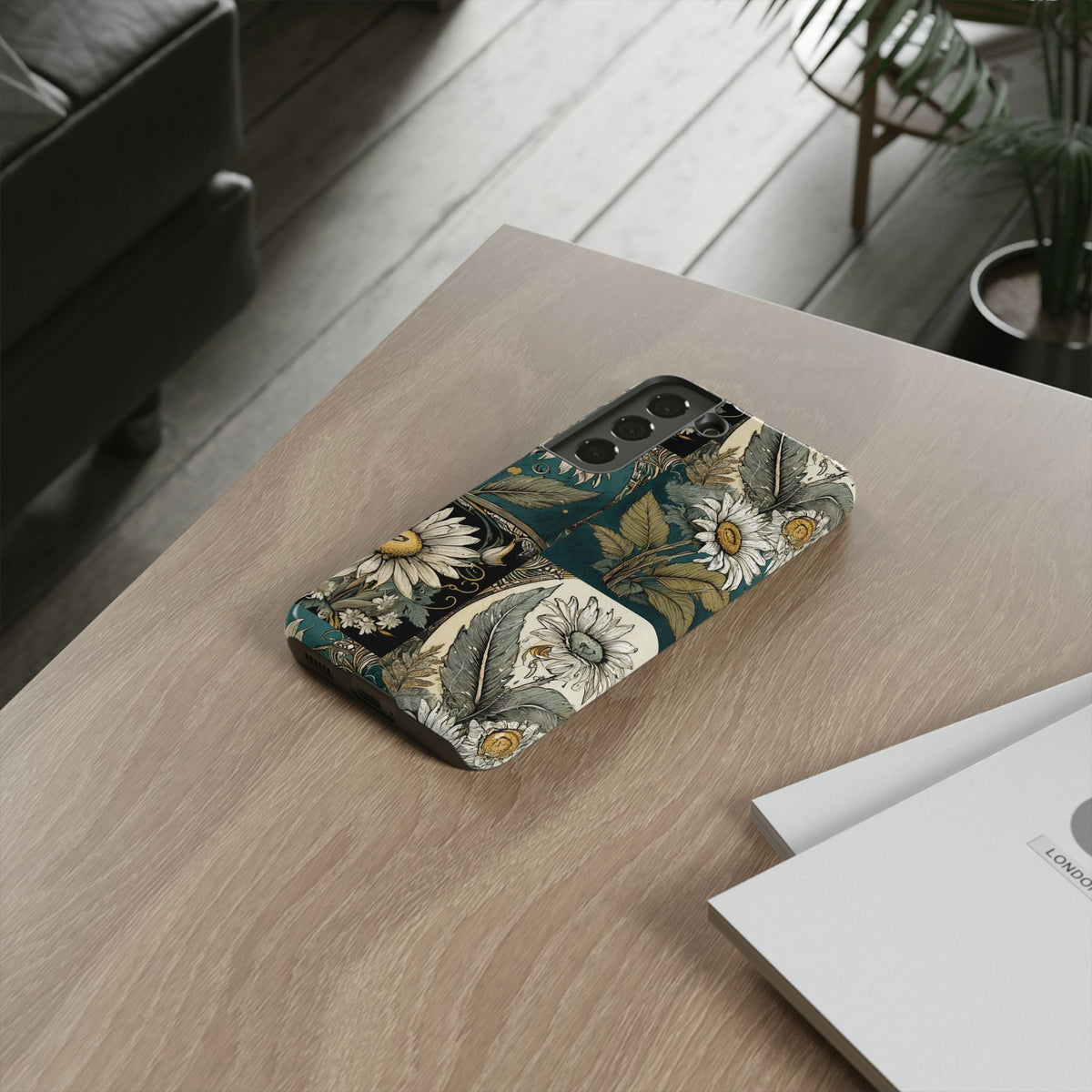 Abstract Teal Daisy Tough Phone Case