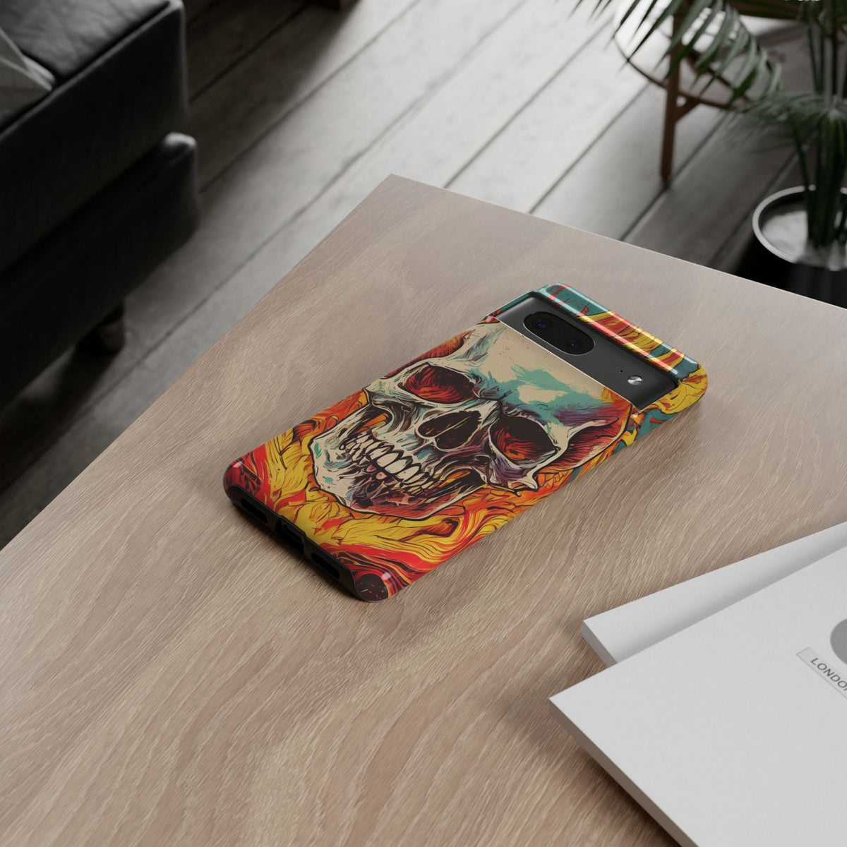 Flaming Skull Tough Phone Case
