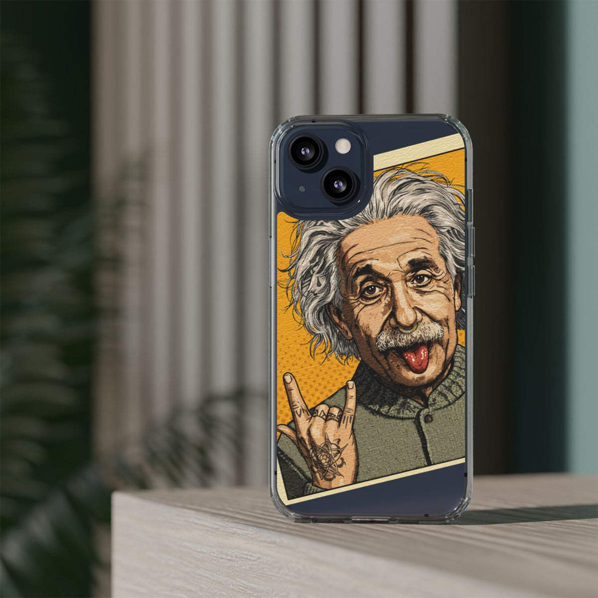 Edgy Einstein Clear Phone Cases