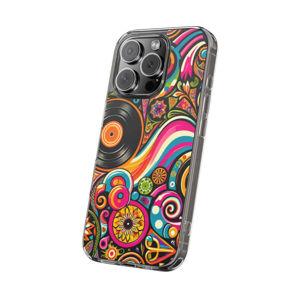 Colorful Vinyl Record Clear Phone Case