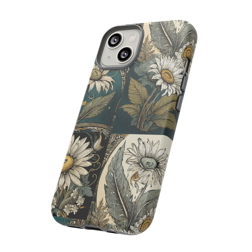 Abstract Teal Daisy Tough Phone Case