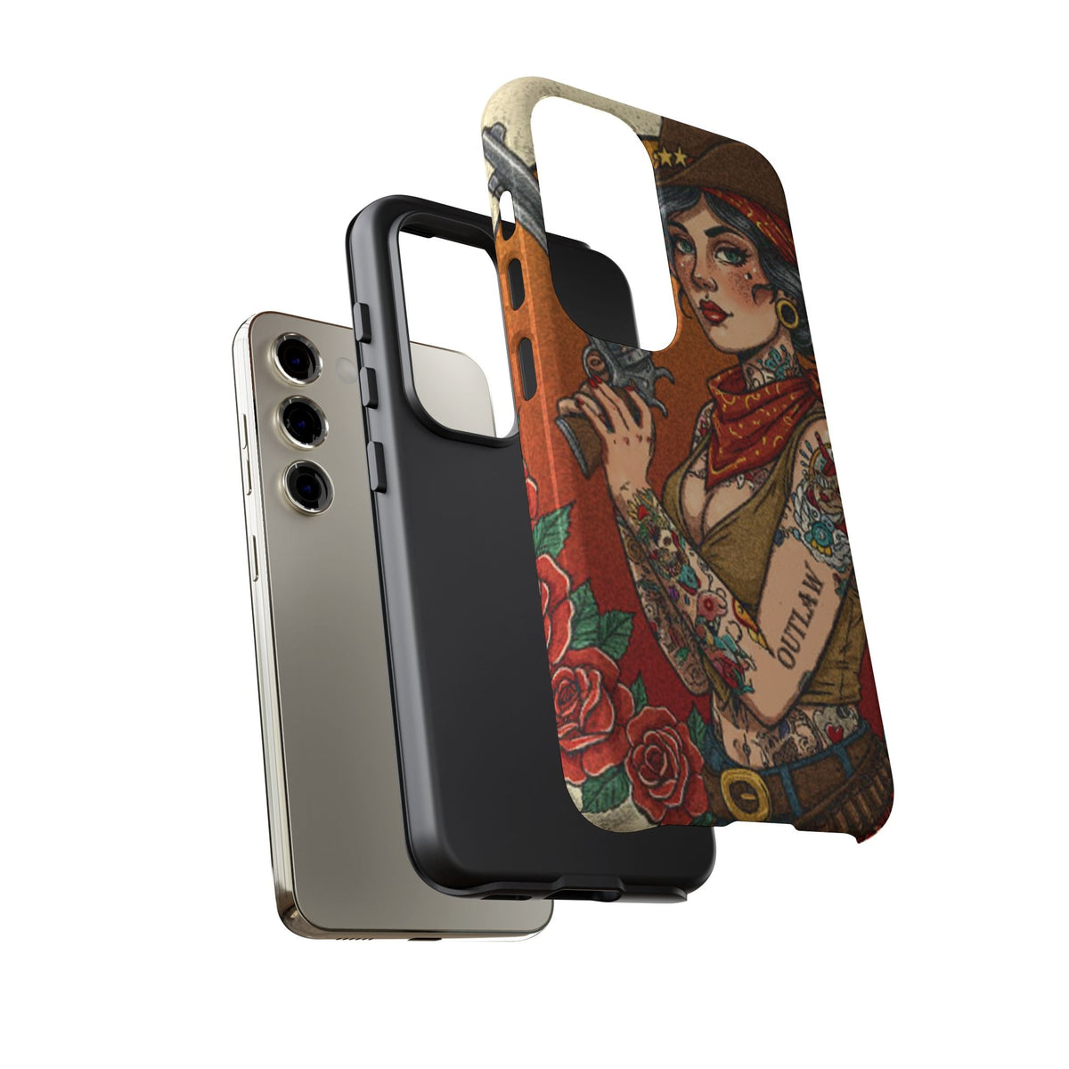 Vintage Western Tough Phone Case with Outlaw Design