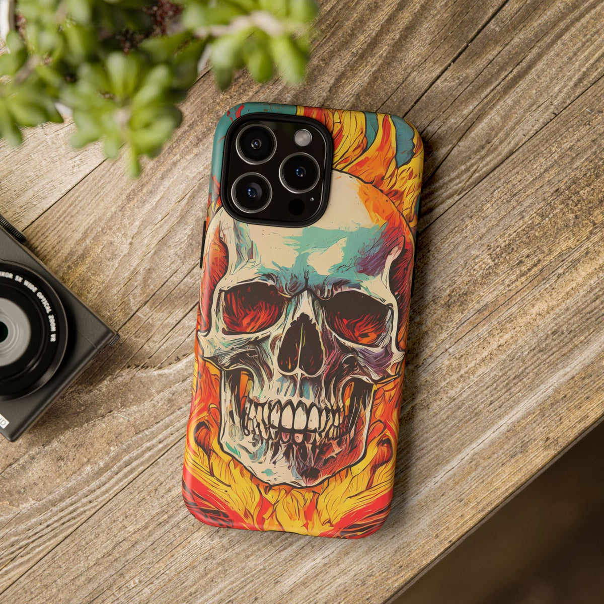 Flaming Skull Tough Phone Case