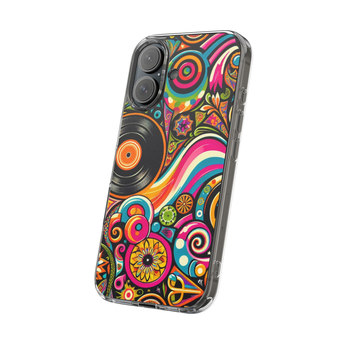 Colorful Vinyl Record Clear Phone Case