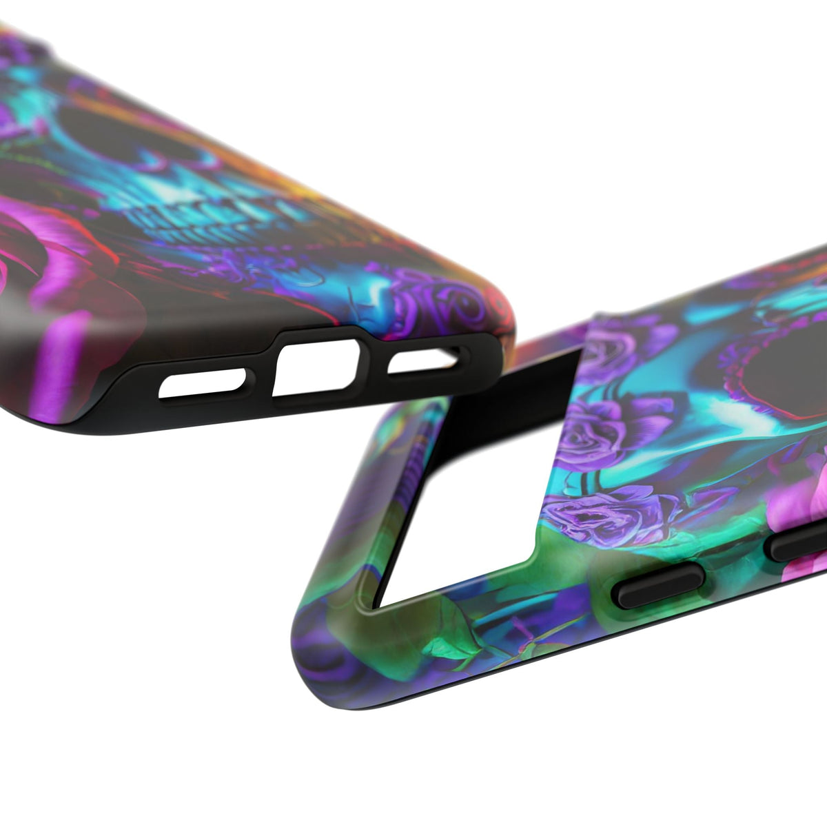 Neon Skull and Roses Vibrant Tough Phone Case