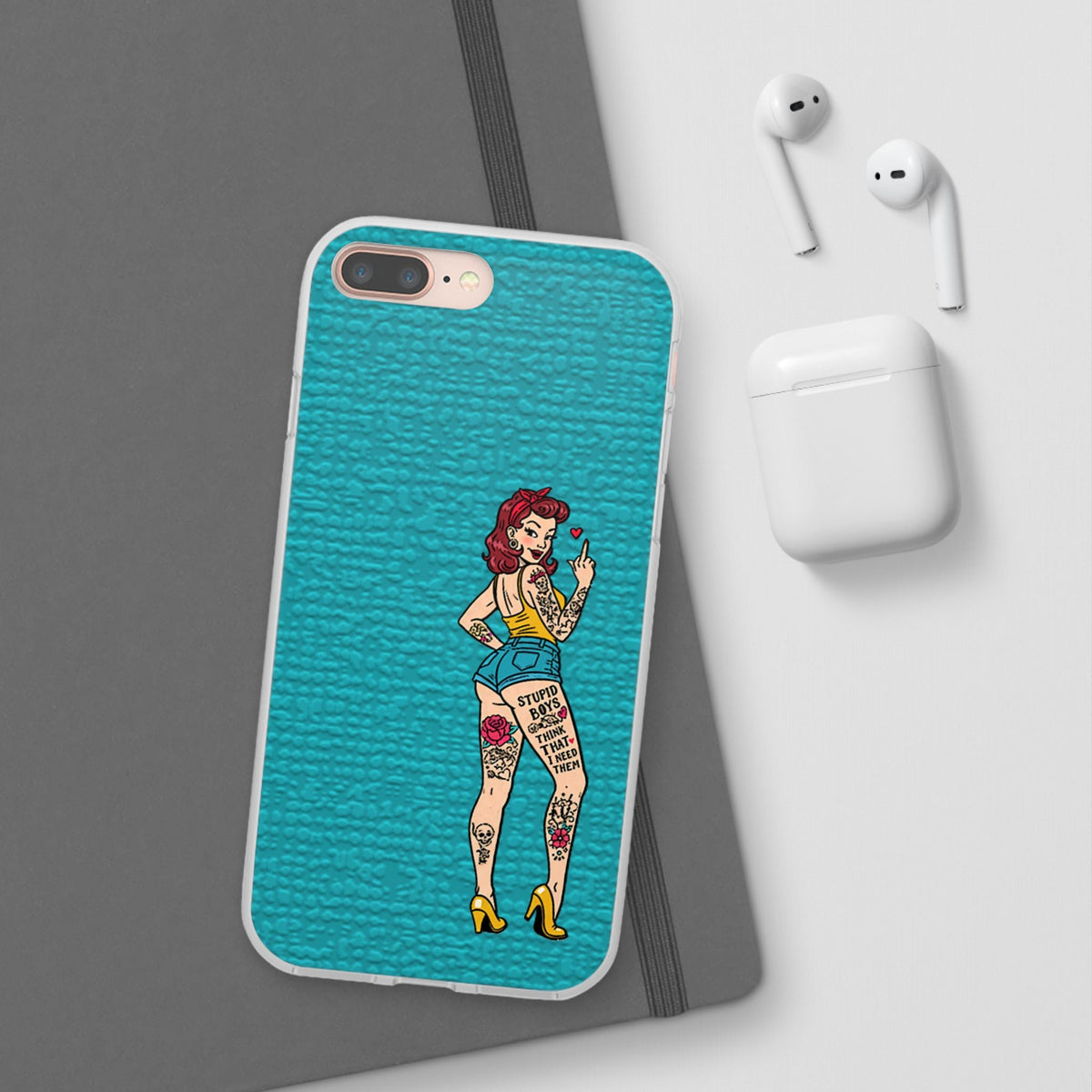 Sassy Pin-Up Stupid Boys Teal Flexi Phone Case