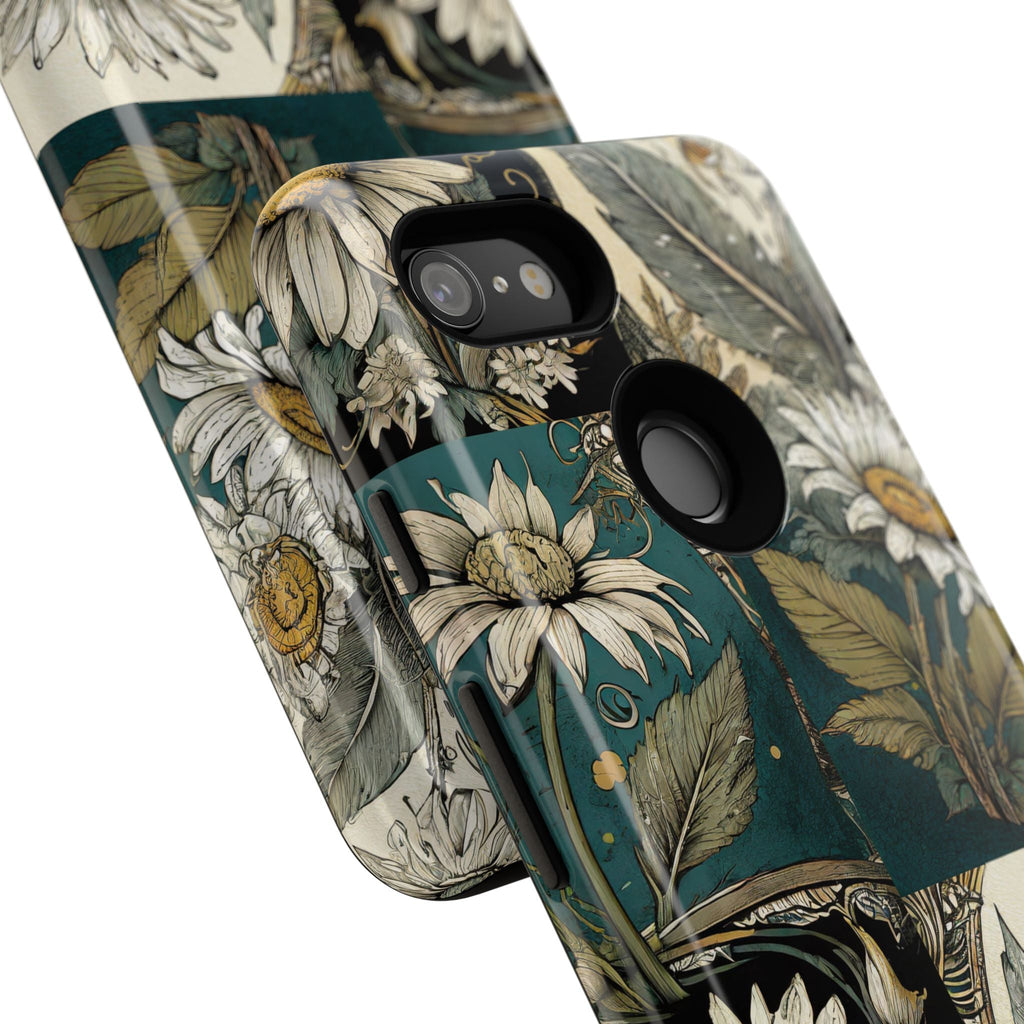 Abstract Teal Daisy Tough Phone Case