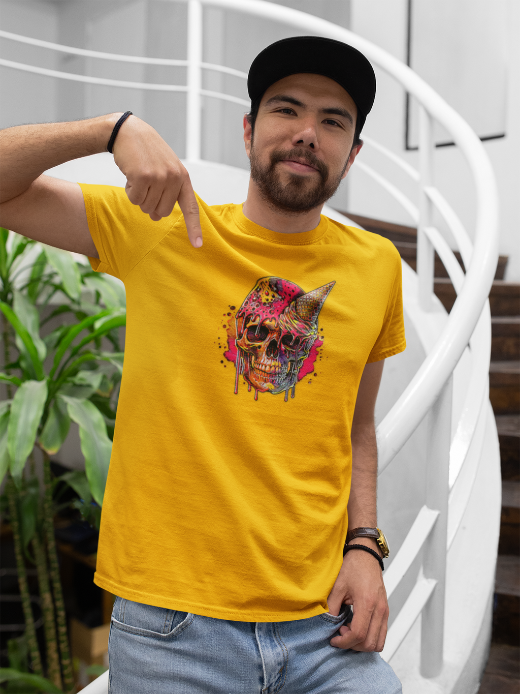 Abstract Ice Cream Skull Graphic Tee