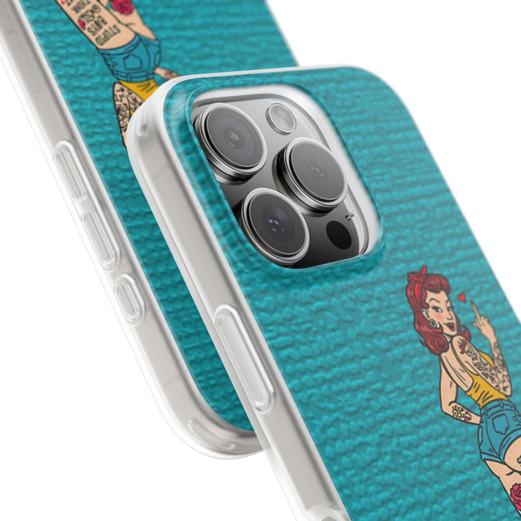 Sassy Pin-Up Stupid Boys Teal Flexi Phone Case