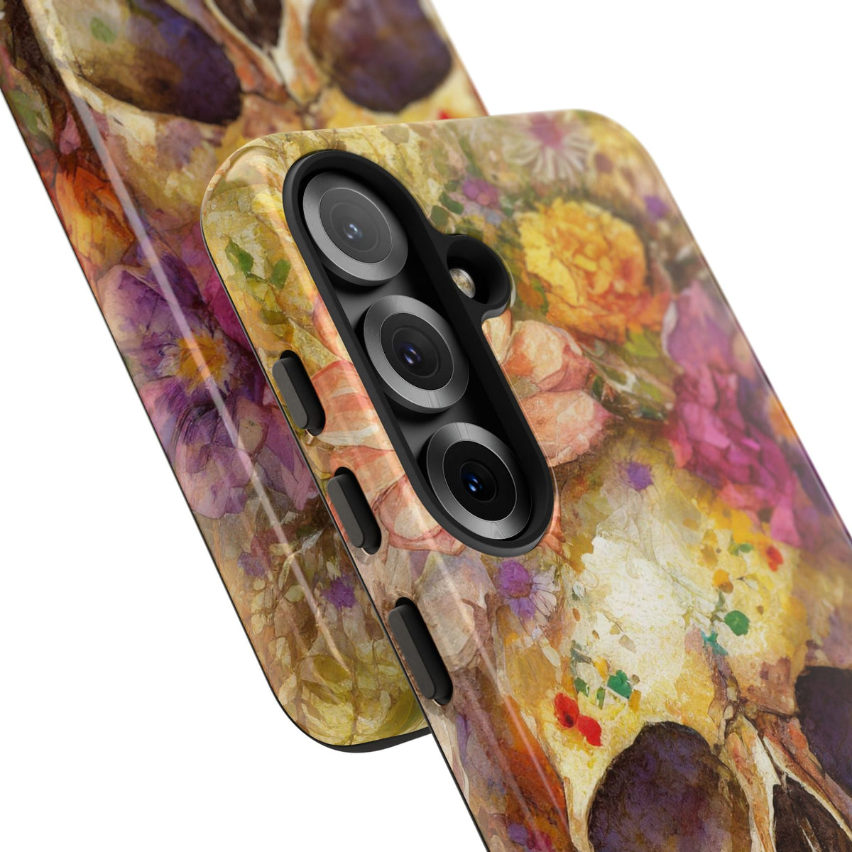 Unique Floral Skull Tough Phone Case