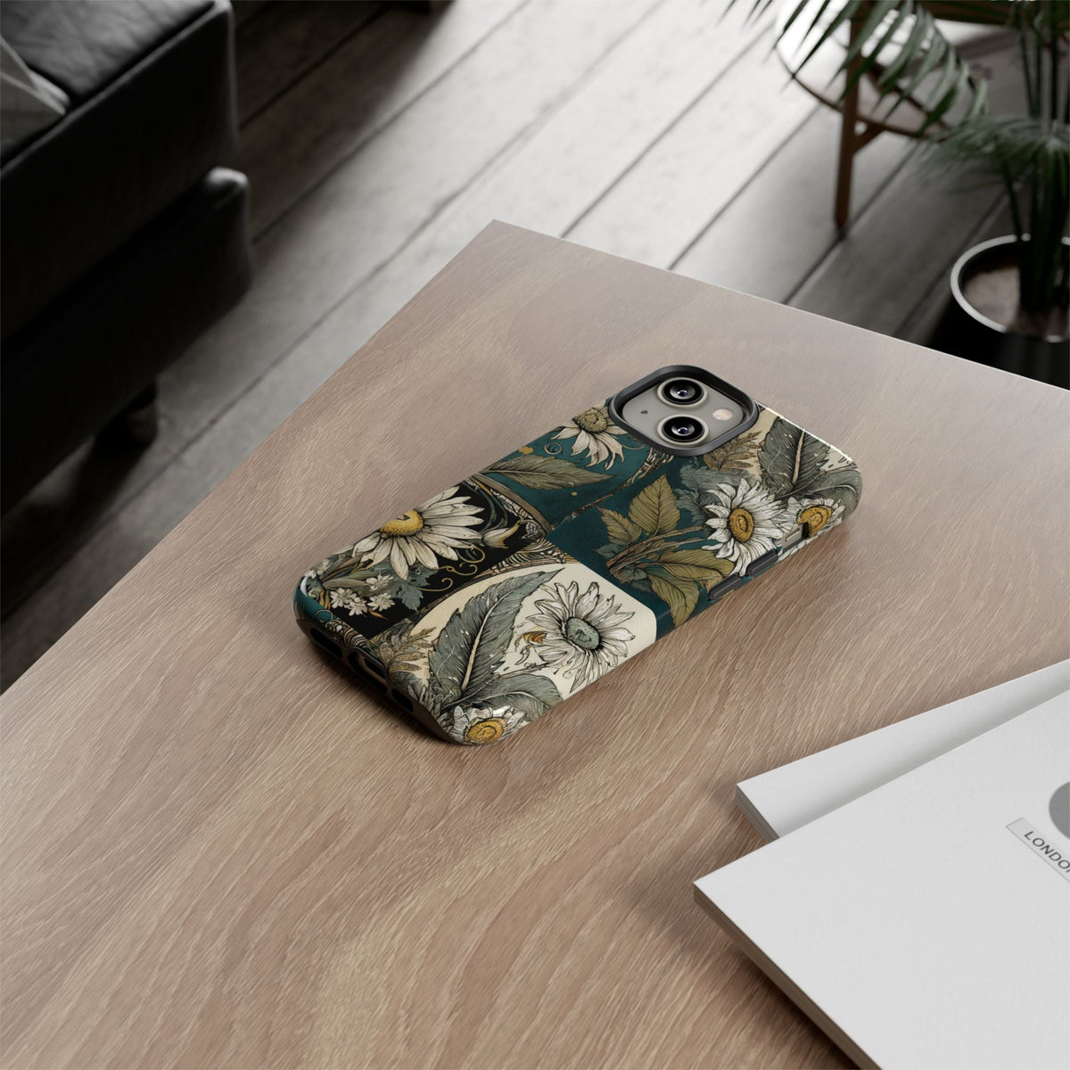 Abstract Teal Daisy Tough Phone Case