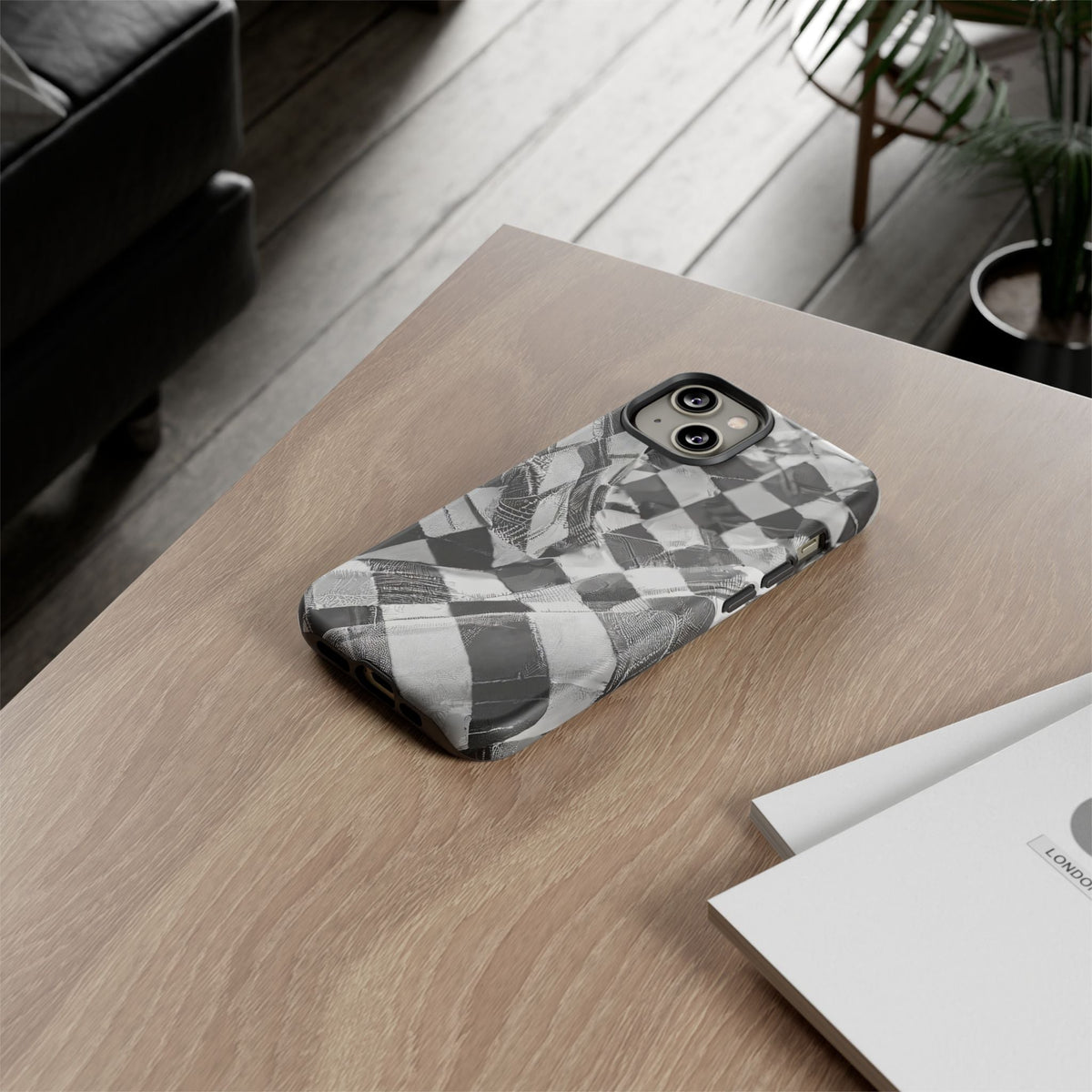 Abstract Checker Print Tough Phone Case