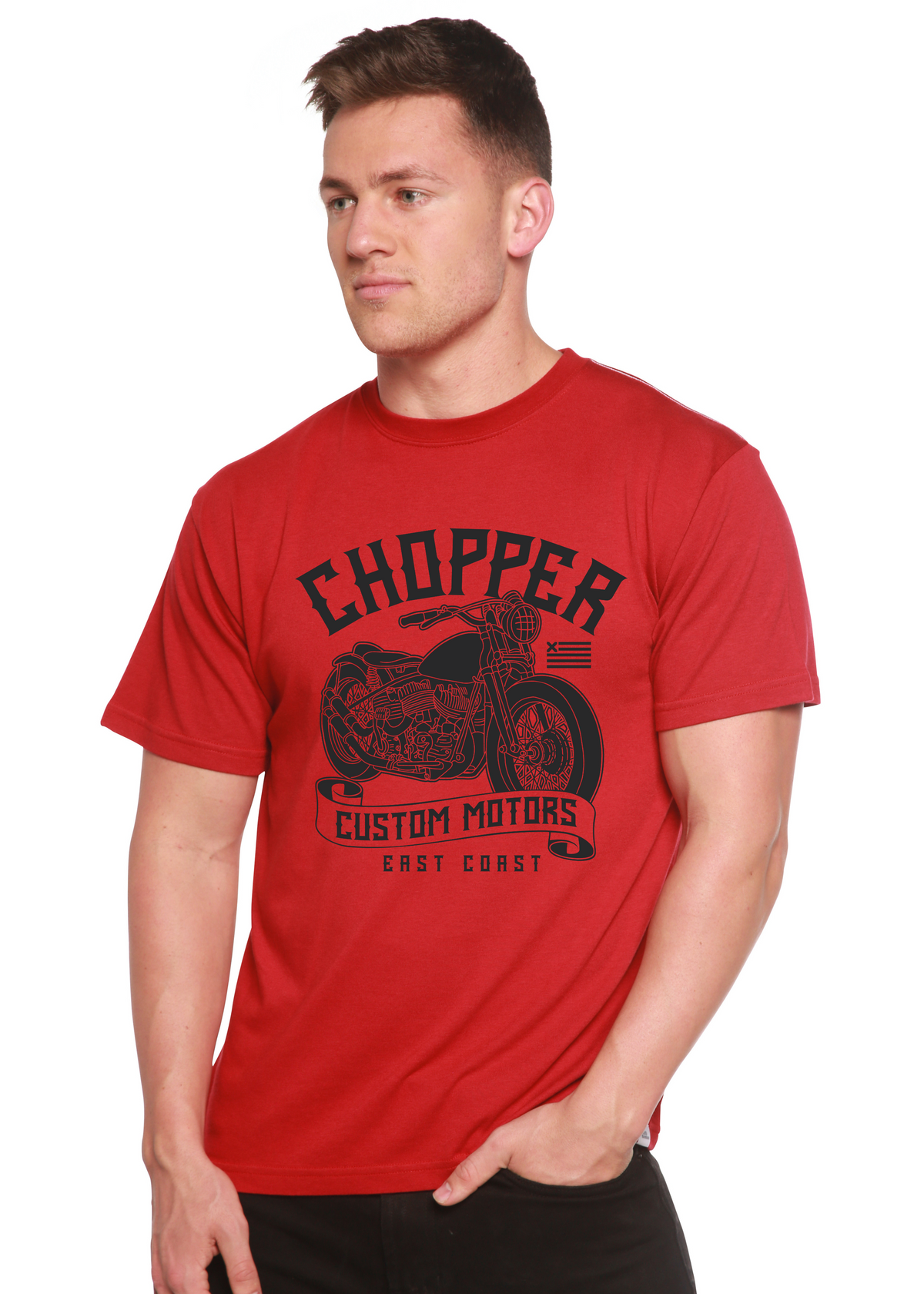 Chopper Custom Motors Men's Bamboo Viscose/Organic Cotton Short Sleeve Graphic T-Shirt