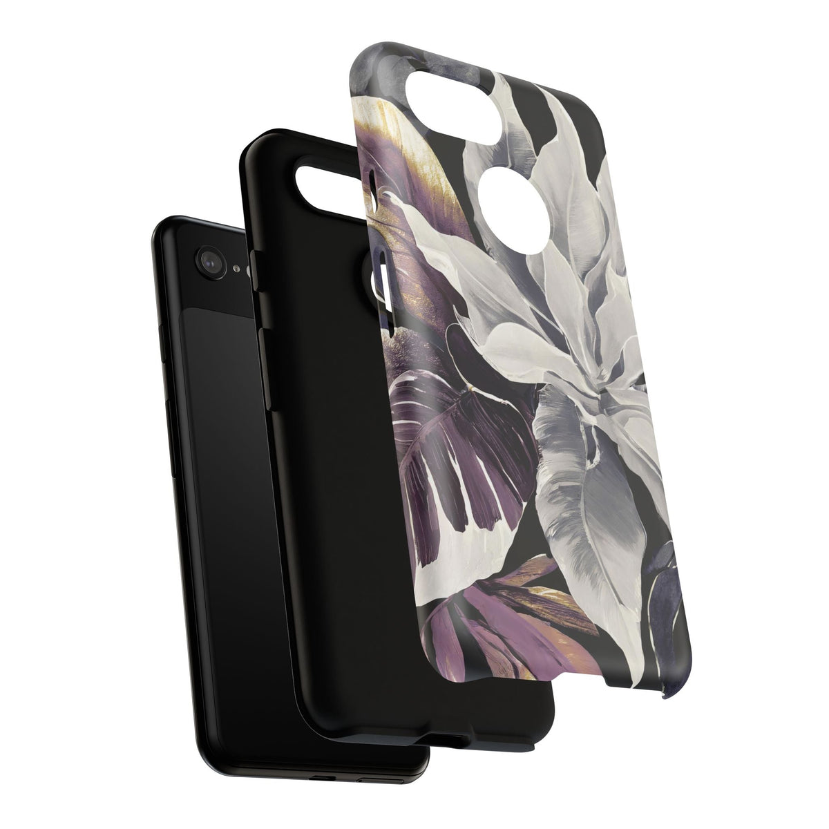 White & Plum Floral Tough Phone Case