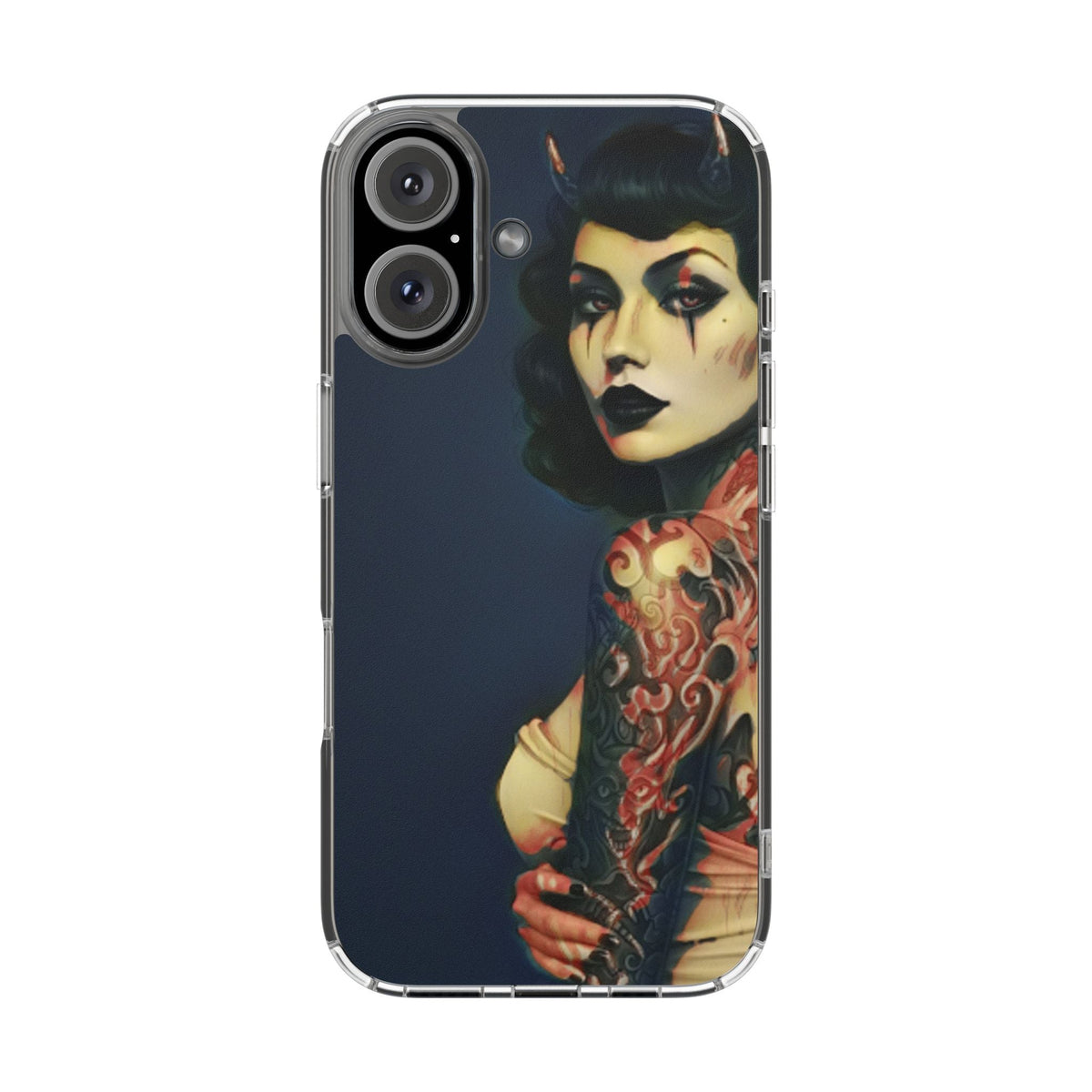 Gothic Devilish Tattooed Beauty Clear Phone Case