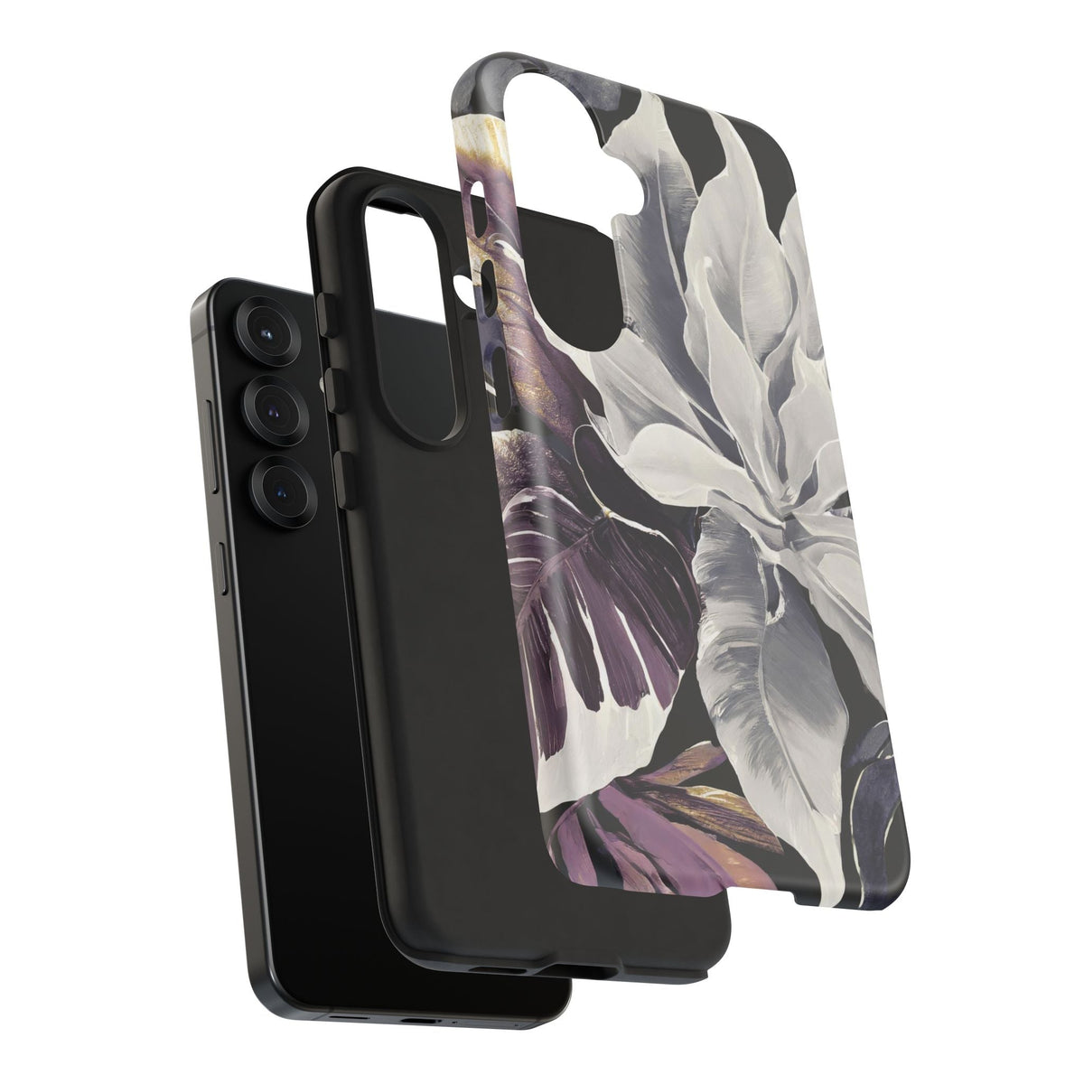 White & Plum Floral Tough Phone Case