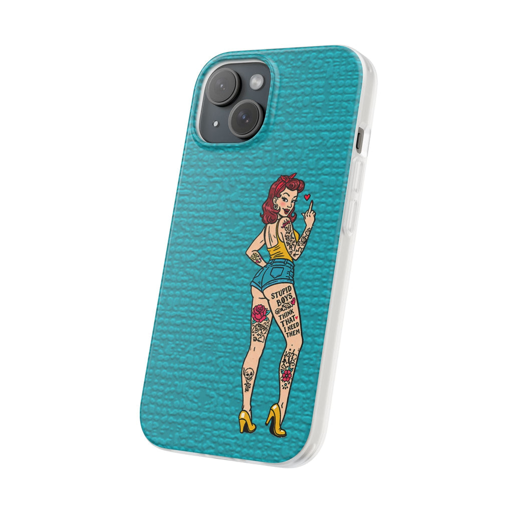 Sassy Pin-Up Stupid Boys Teal Flexi Phone Case