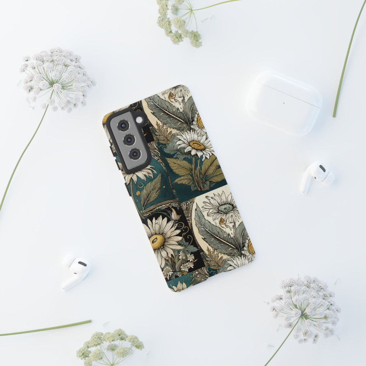 Abstract Teal Daisy Tough Phone Case