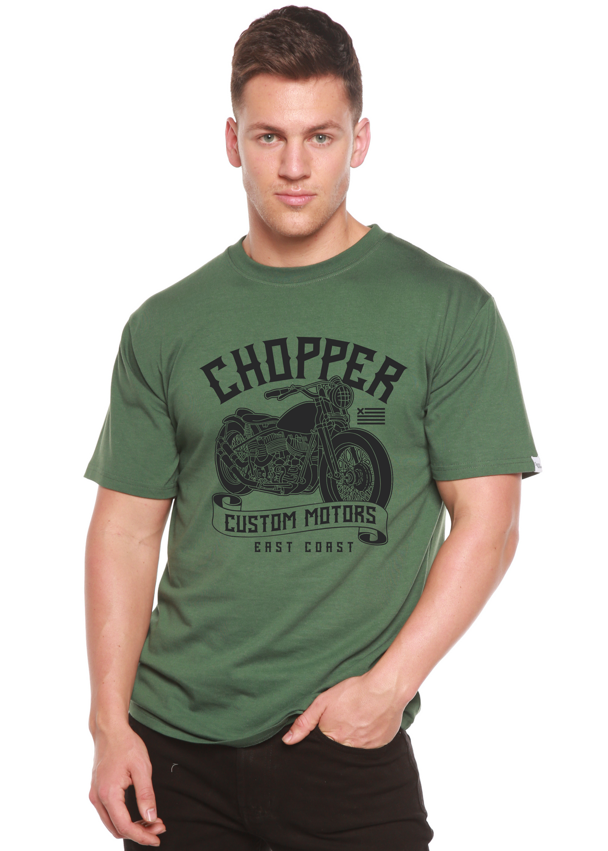 Chopper Custom Motors Men's Bamboo Viscose/Organic Cotton Short Sleeve Graphic T-Shirt