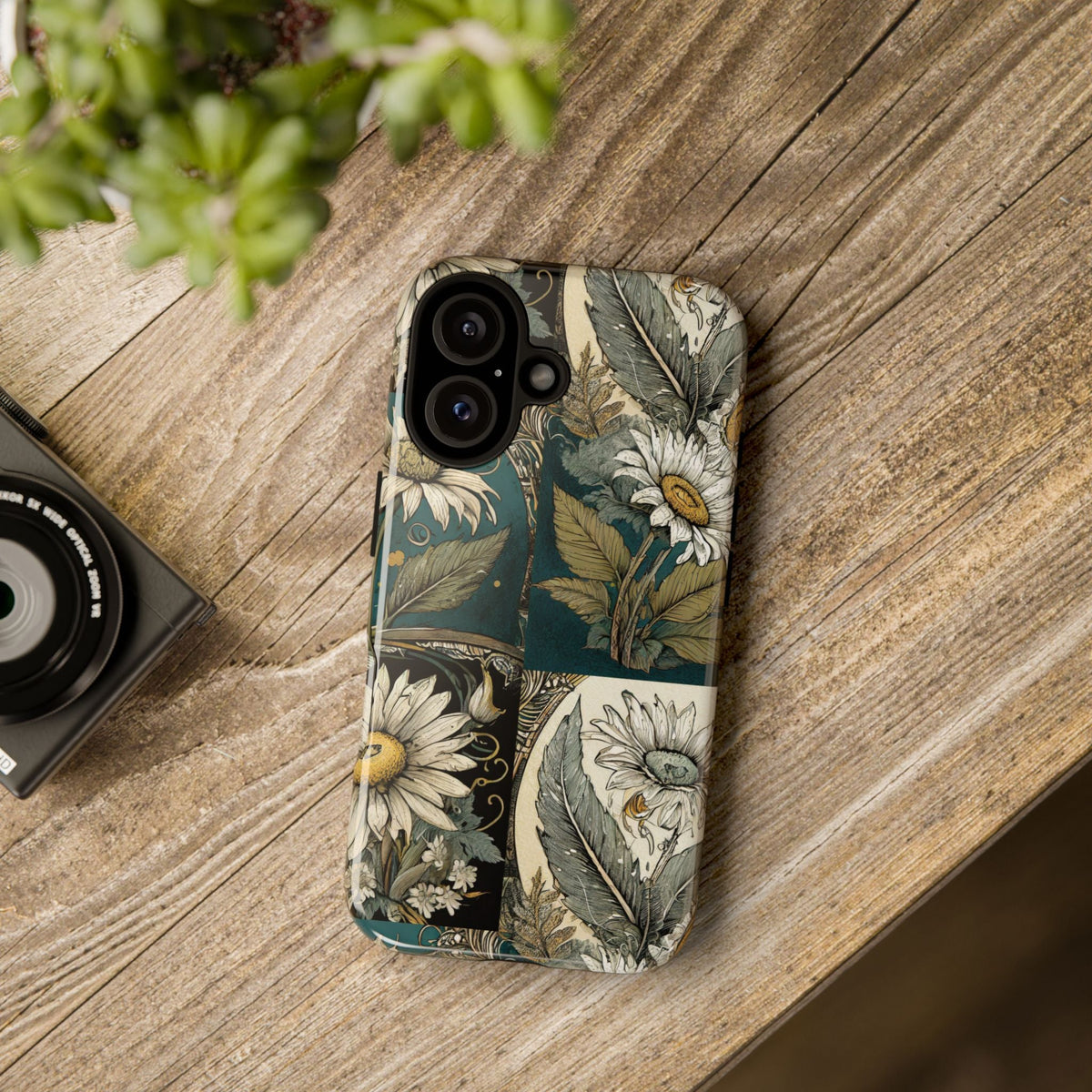 Abstract Teal Daisy Tough Phone Case