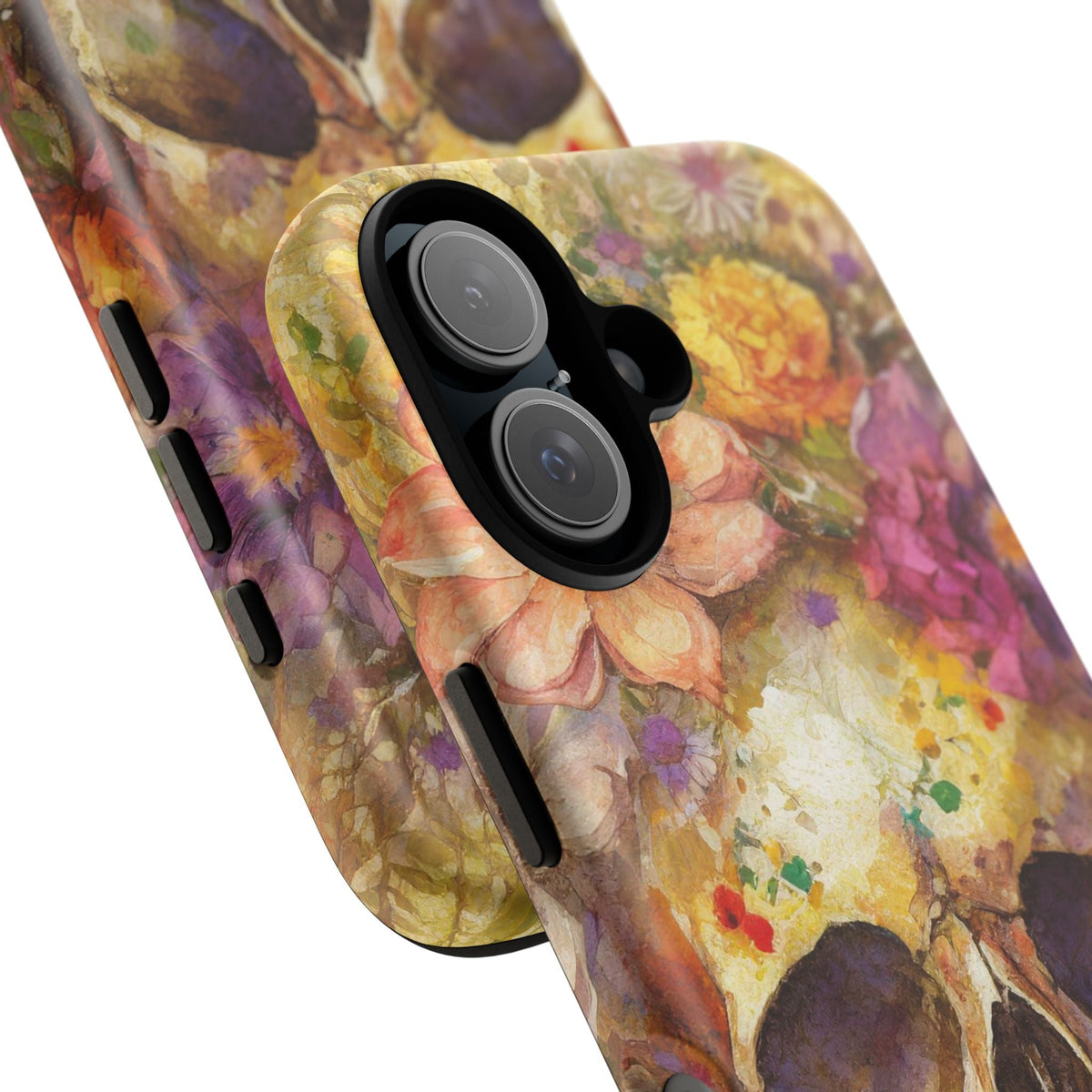 Unique Floral Skull Tough Phone Case