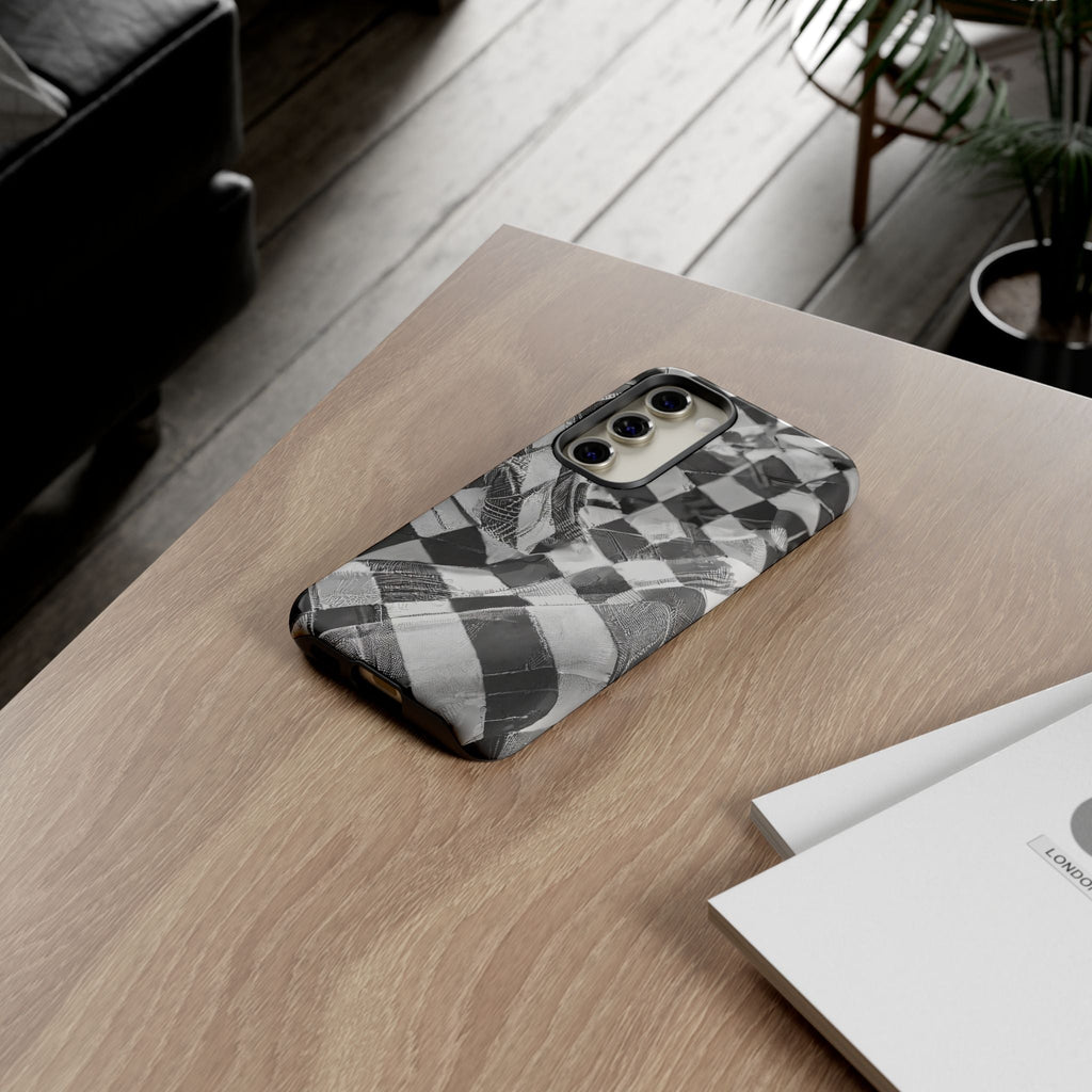 Abstract Checker Print Tough Phone Case