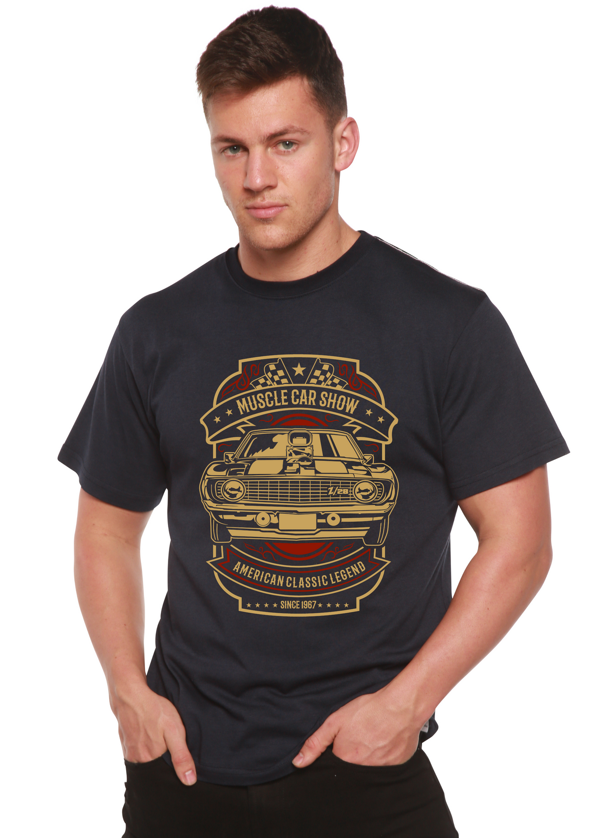 Muscle Car Show Spun Bamboo® Men's Bamboo Viscose/Organic Cotton Short Sleeve Graphic T-Shirt