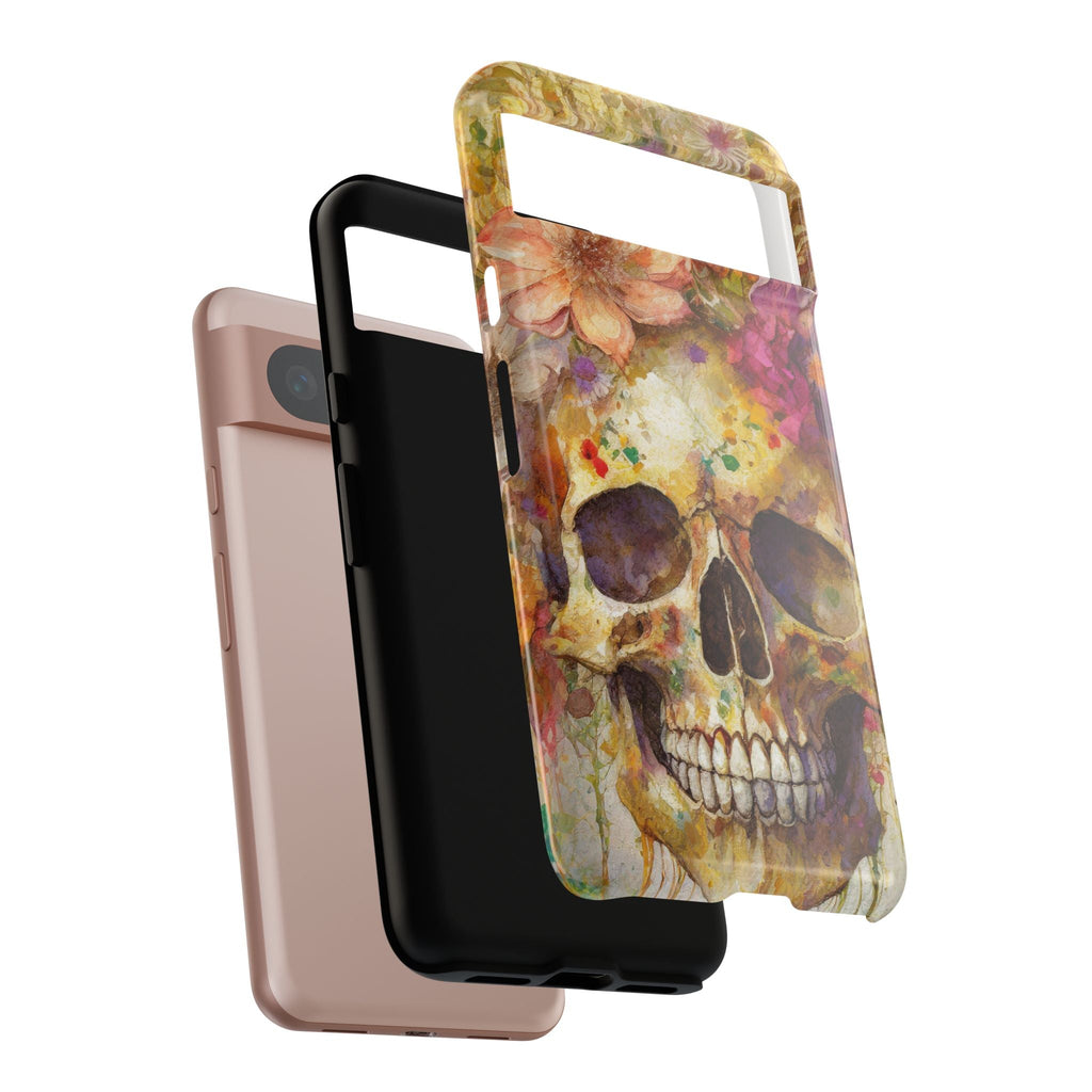 Unique Floral Skull Tough Phone Case
