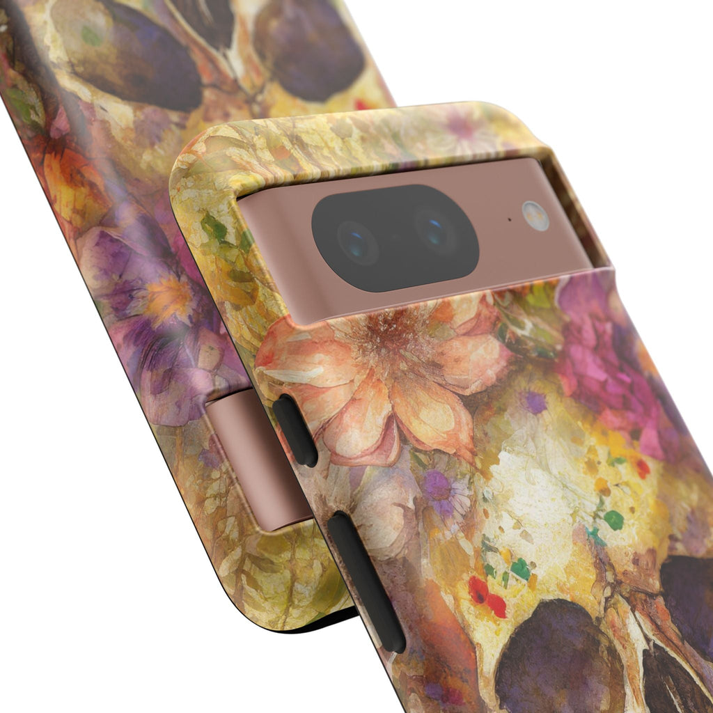 Unique Floral Skull Tough Phone Case