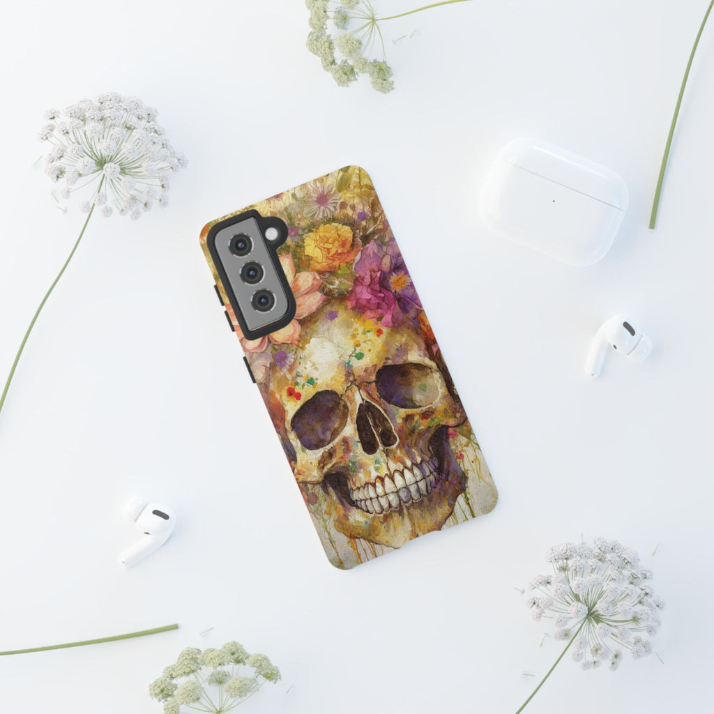 Unique Floral Skull Tough Phone Case
