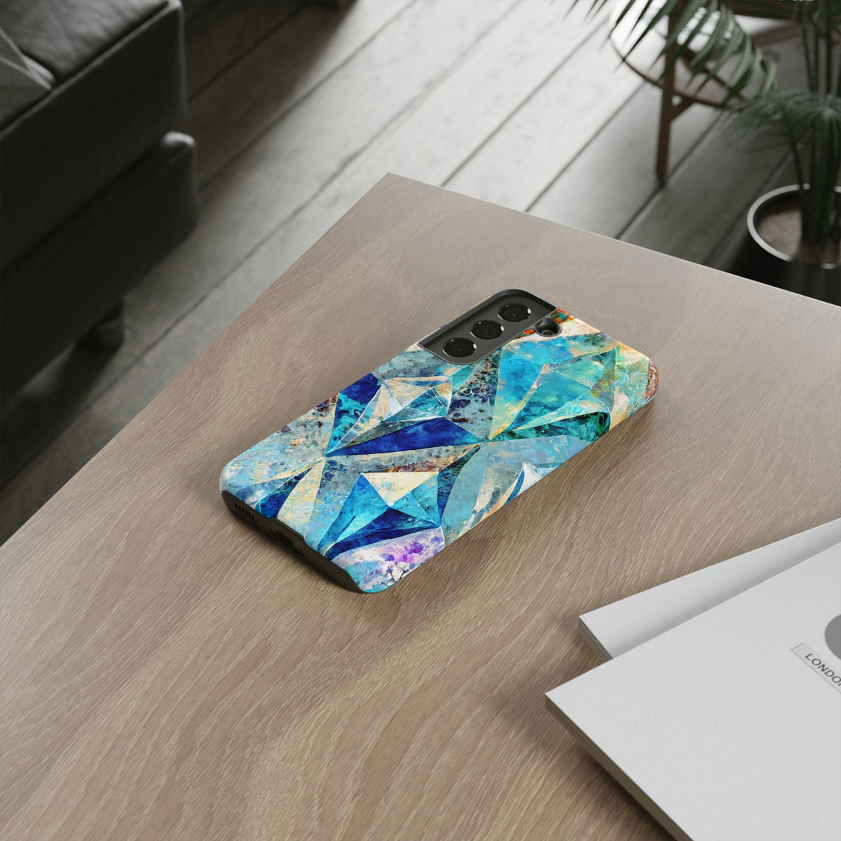 Diamond Blue Abstract Tough Phone Case
