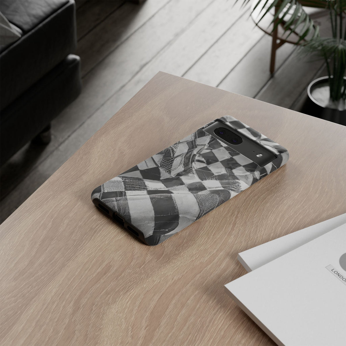 Abstract Checker Print Tough Phone Case