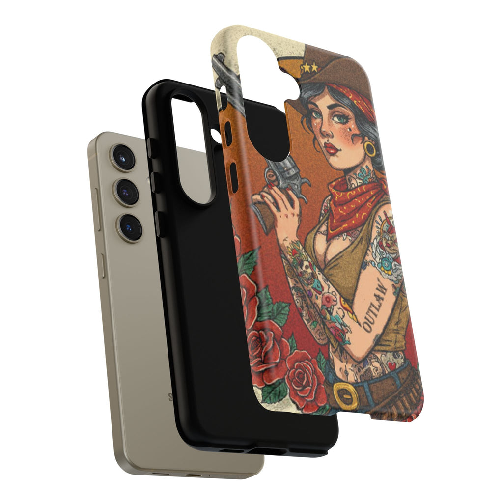 Vintage Western Tough Phone Case with Outlaw Design