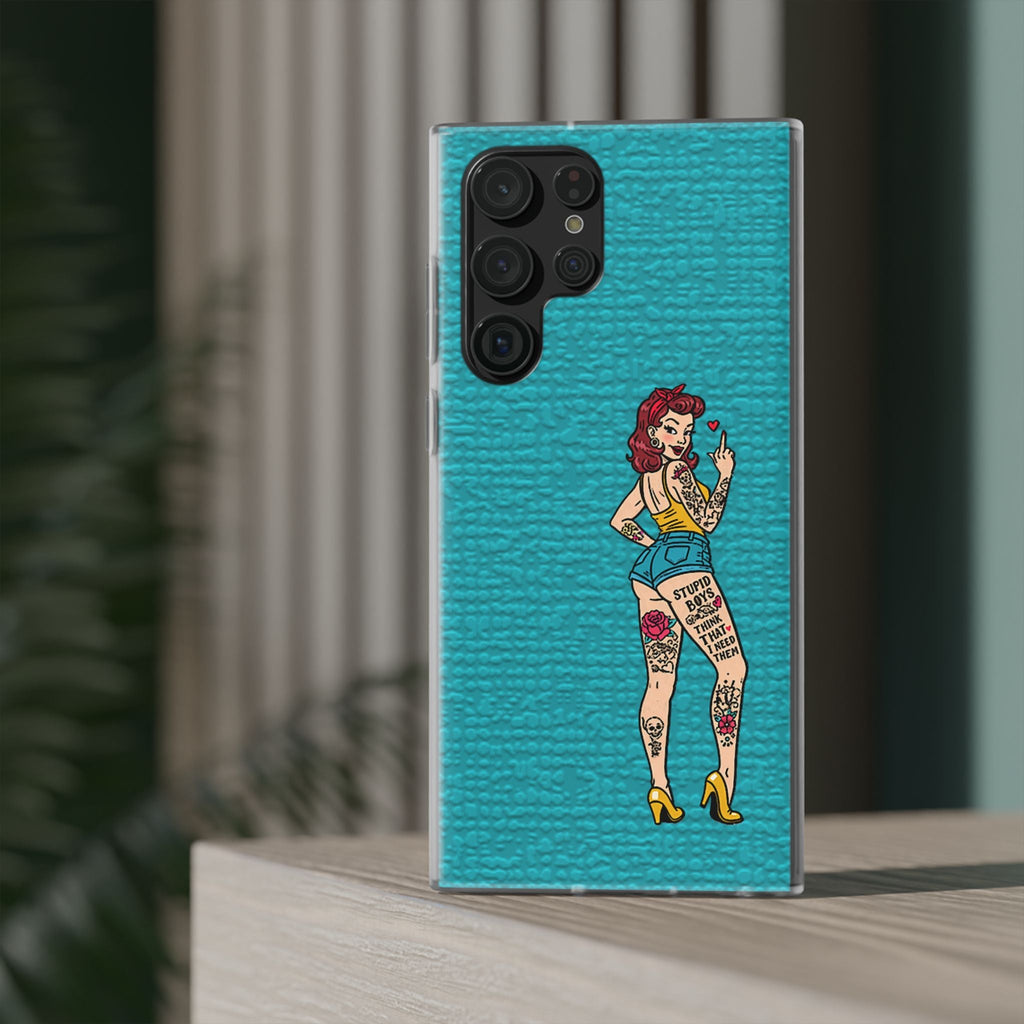Sassy Pin-Up Stupid Boys Teal Flexi Phone Case