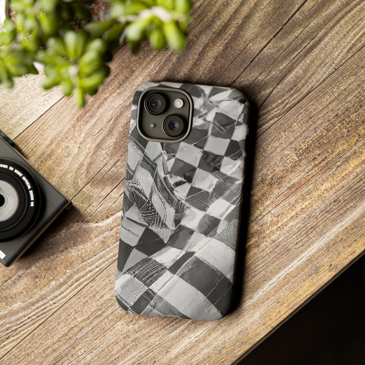 Abstract Checker Print Tough Phone Case